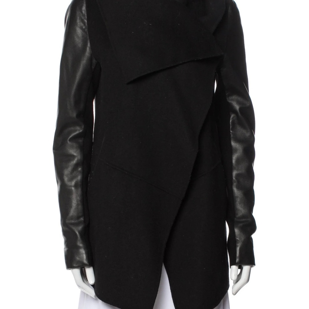 mackage mixed media drape front jacket
